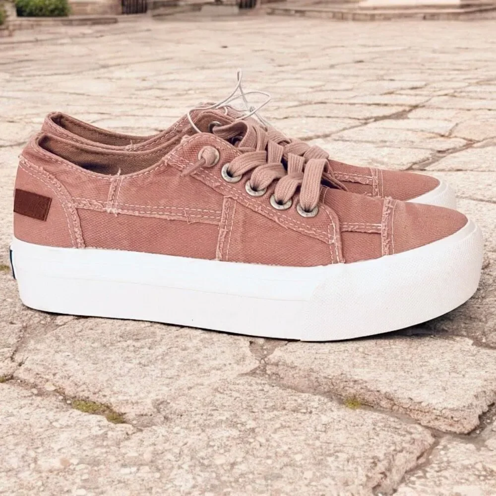 NWT Blowfish Malibu LEXINE 7.5 Dusty Pink Distressed Stitched Platform Sneakers